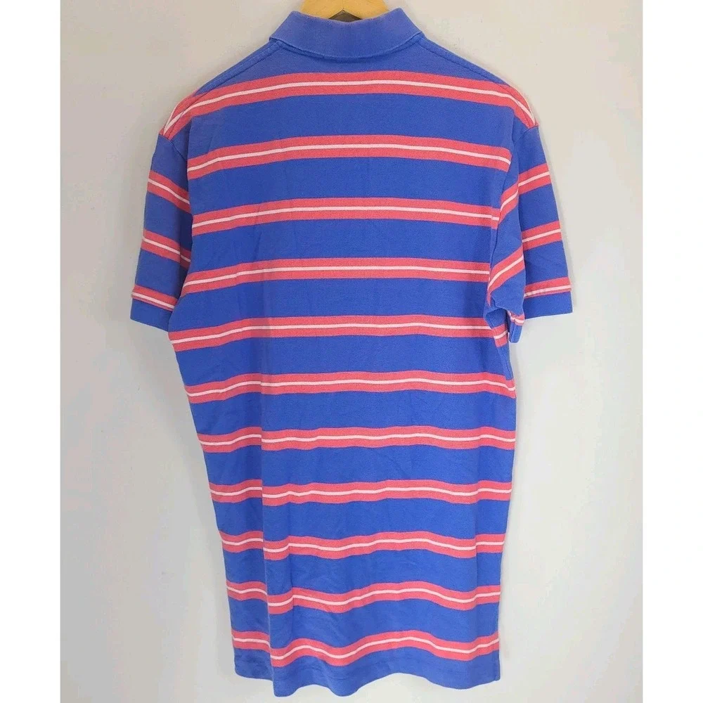 Polo Ralph Lauren Striped Polo Shirt Mens Medium Blue Coral Cotton Pony Logo